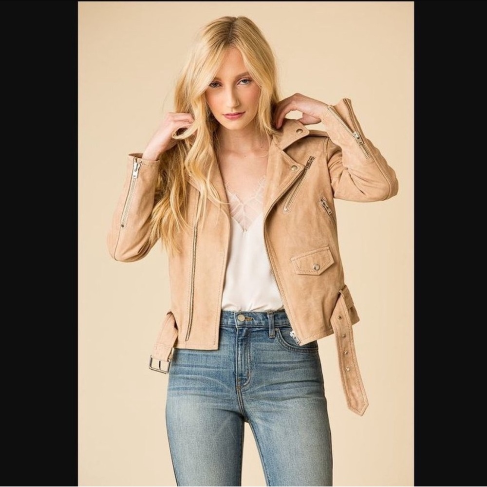 IRO Women's Guape Suede Biker Jacket Size 38